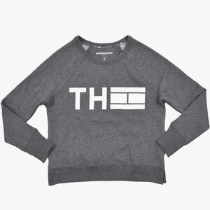 Tommy Hilfiger sport Gray Sweatshirt Pullover Crew Neck Long Sleeve Logo Sz sm